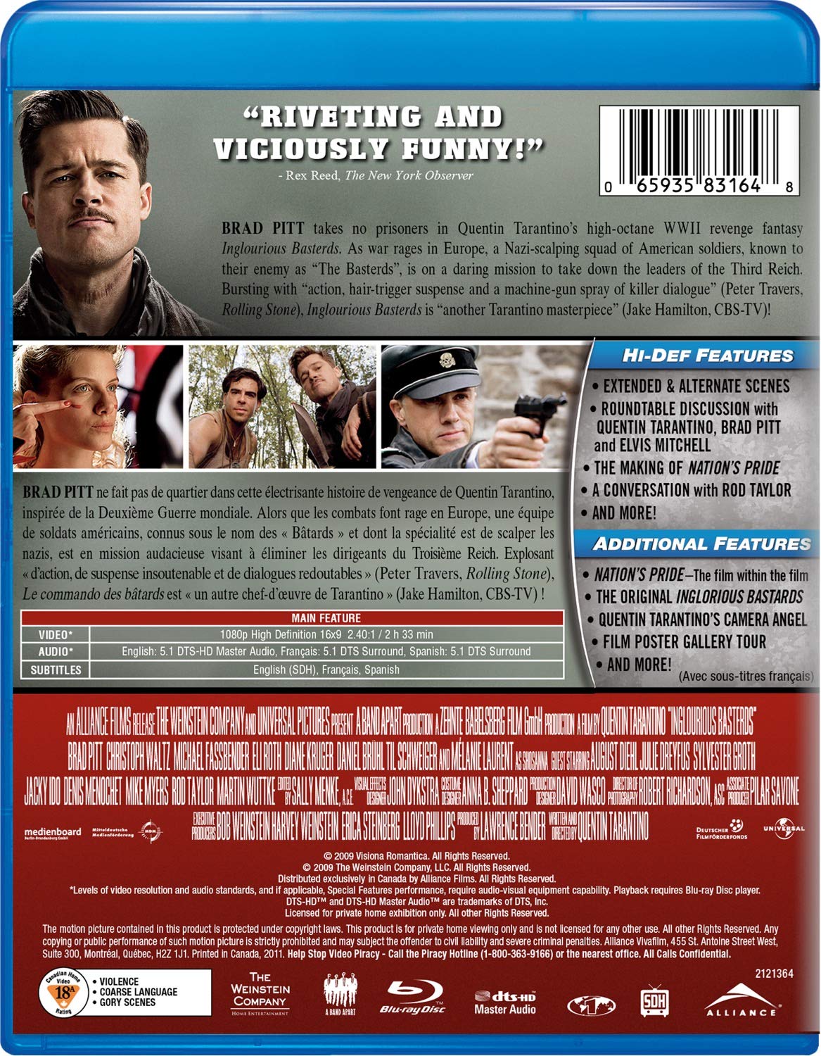 Inglourious Basterds Blu-ray back