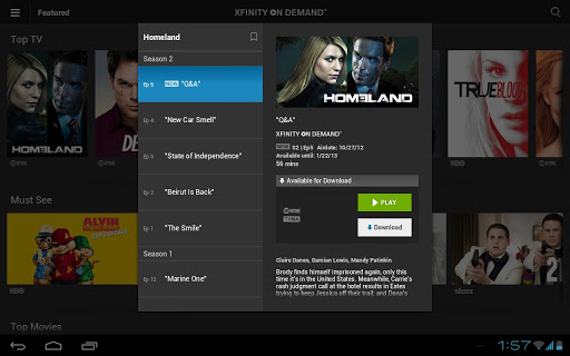 Xfinity TV Player App screen1