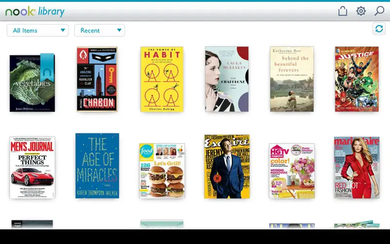 NOOK library all screen