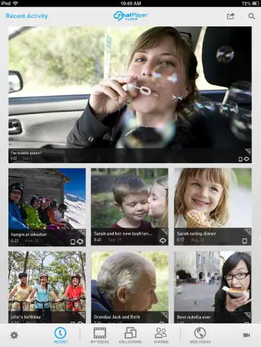 RealPlayer Cloud iPad Interface 1