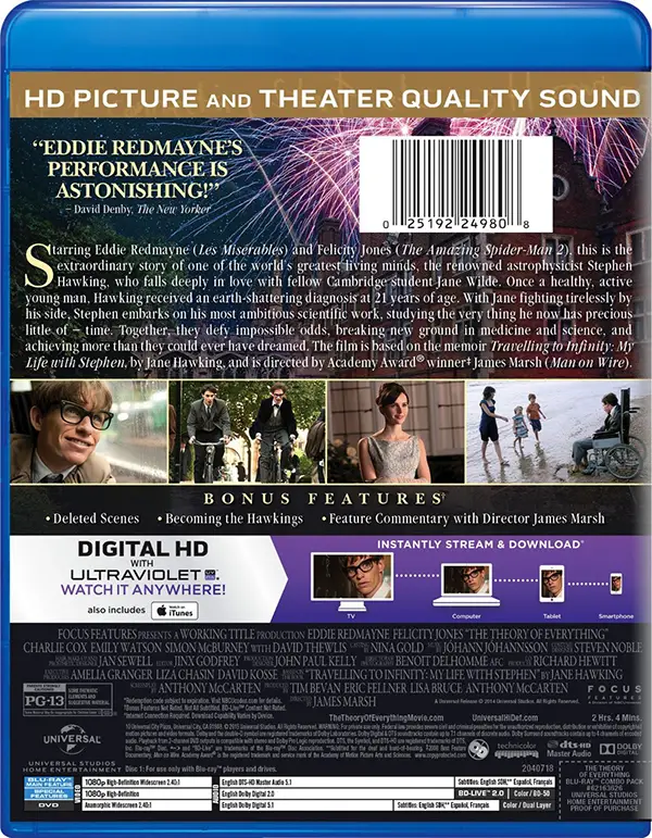 The Theory of Everything Blu-ray Back