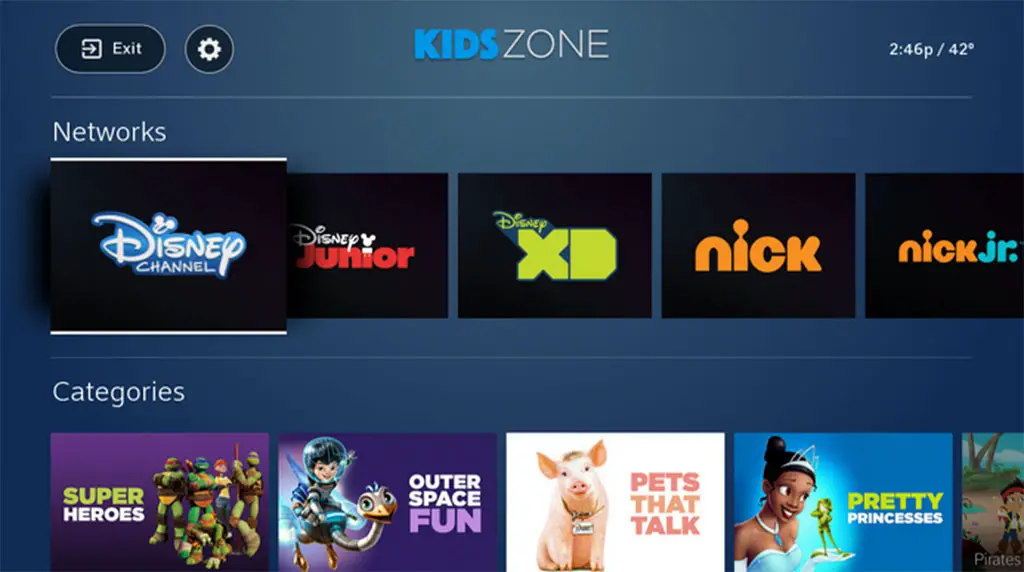 Comcast X1 Kids Zone Screen Shots