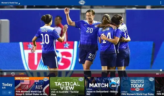 Fox Sports Go app screen US Womens Soccer