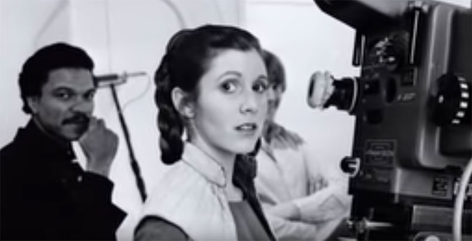 carrie fisher on set star wars