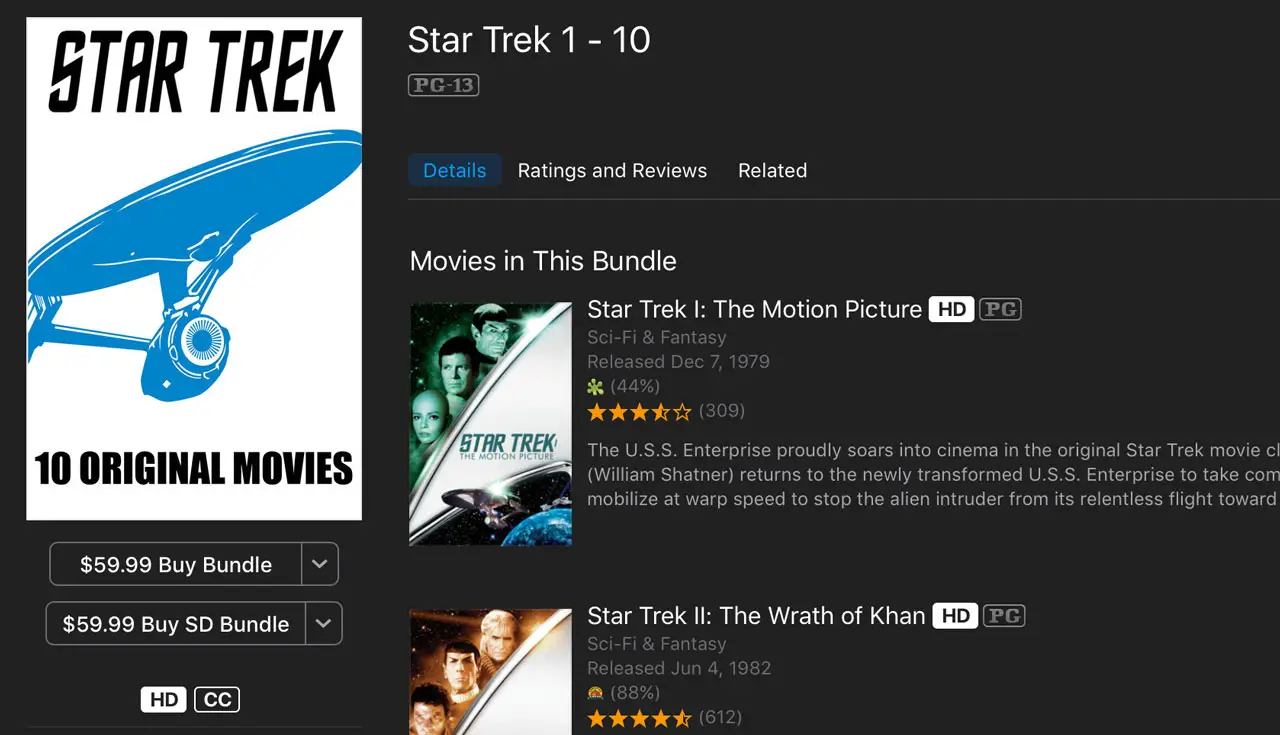 First 10 Star Trek Films Are Only 60 In Hd Hd Report