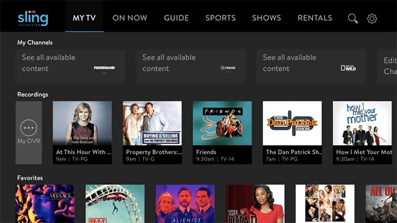 sling tv app channels