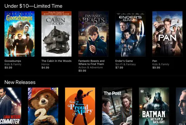 Deals on 4k movies at itunes