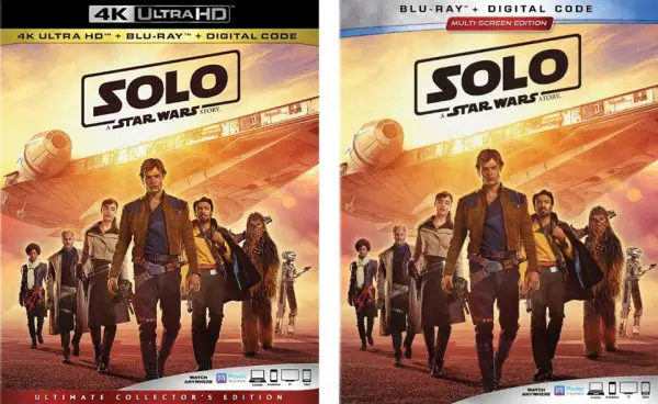 "Solo" A Star Wars Story" Standard Blu-ray & 4k Blu-ray Editions