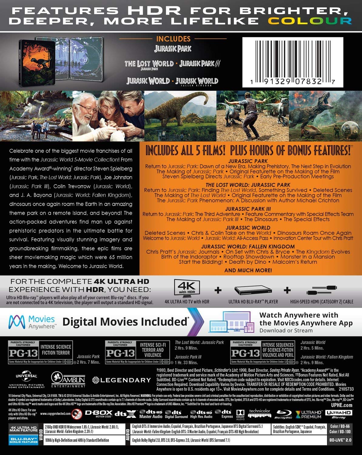 Jurassic World- 5-Movie Collection 4k Blu-ray Back