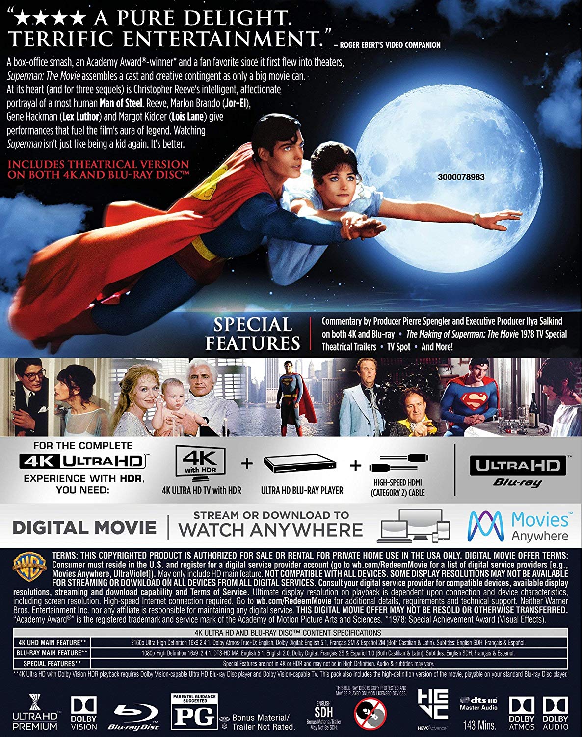 Superman- The Movie 4k Blu-ray back