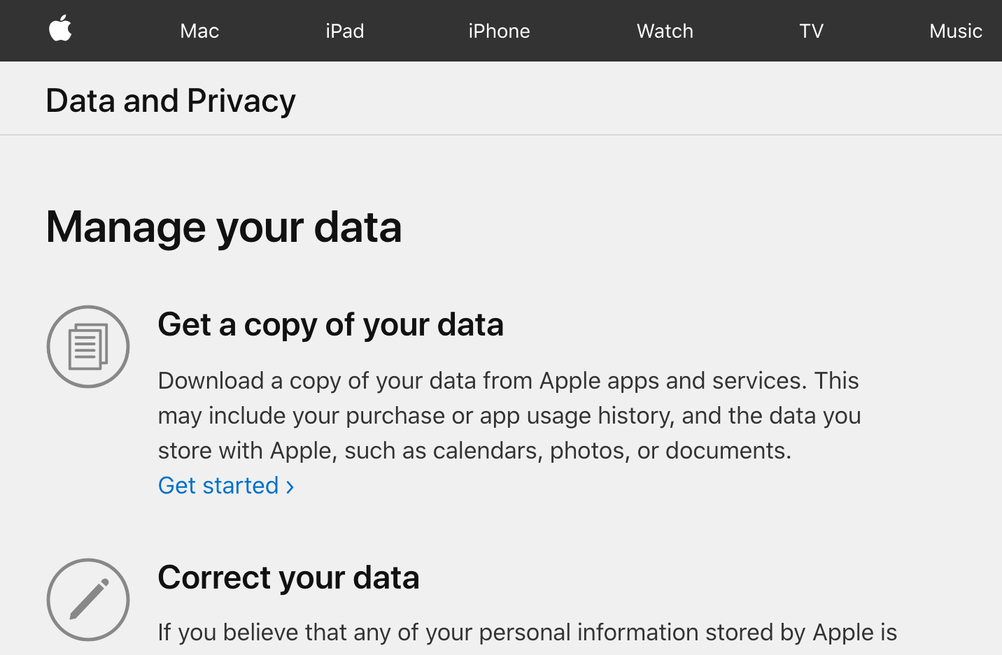 apple download private data