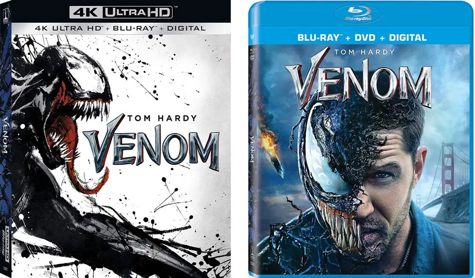 Venom 4k Blu-ray and Blu-ray editions