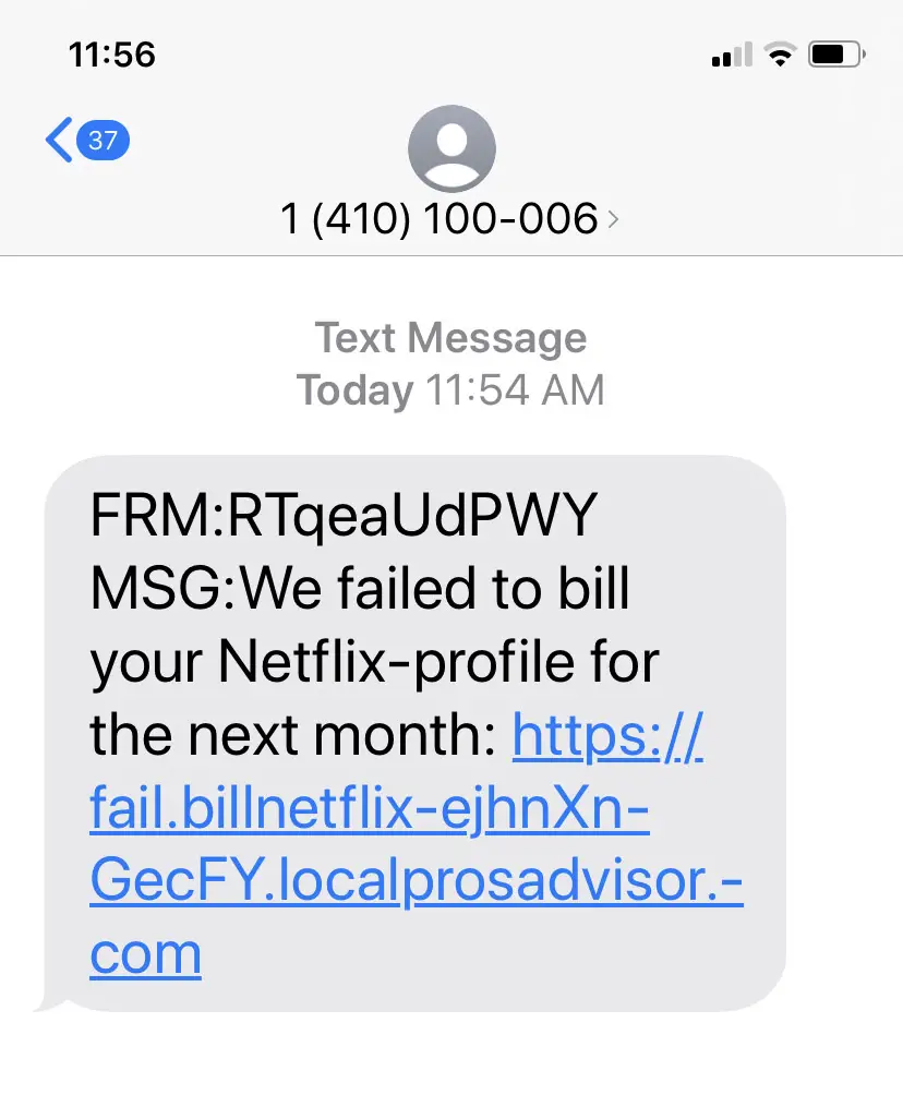 netfix scam text message