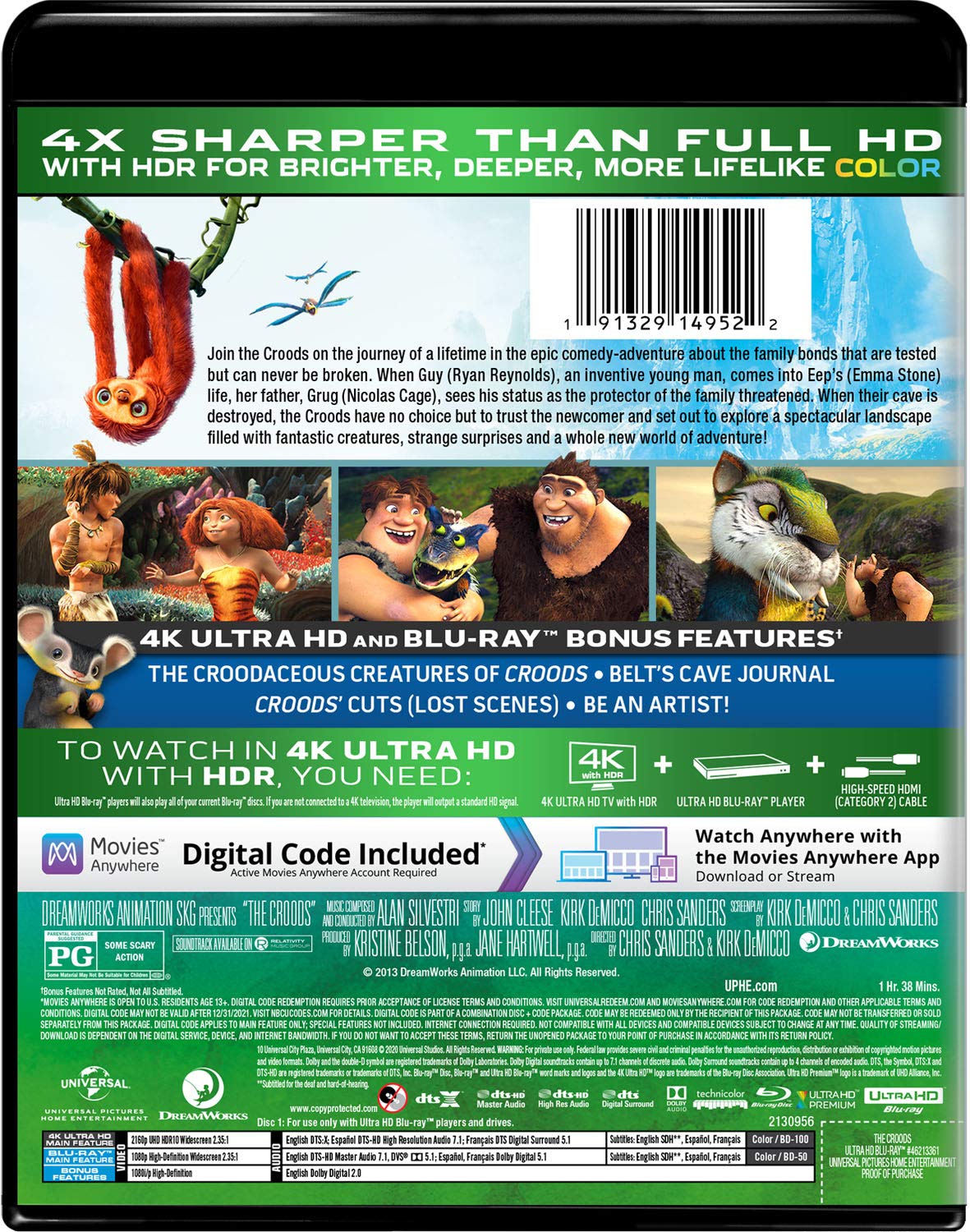The Croods 4k Blu-ray back