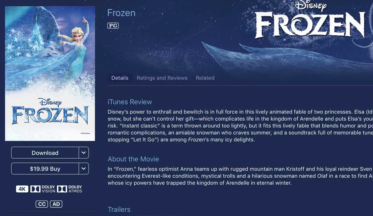 Frozen iTunes 4k