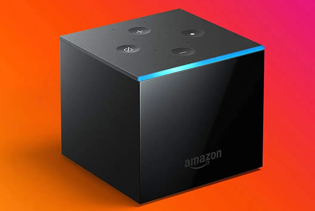 fire tv cube on red