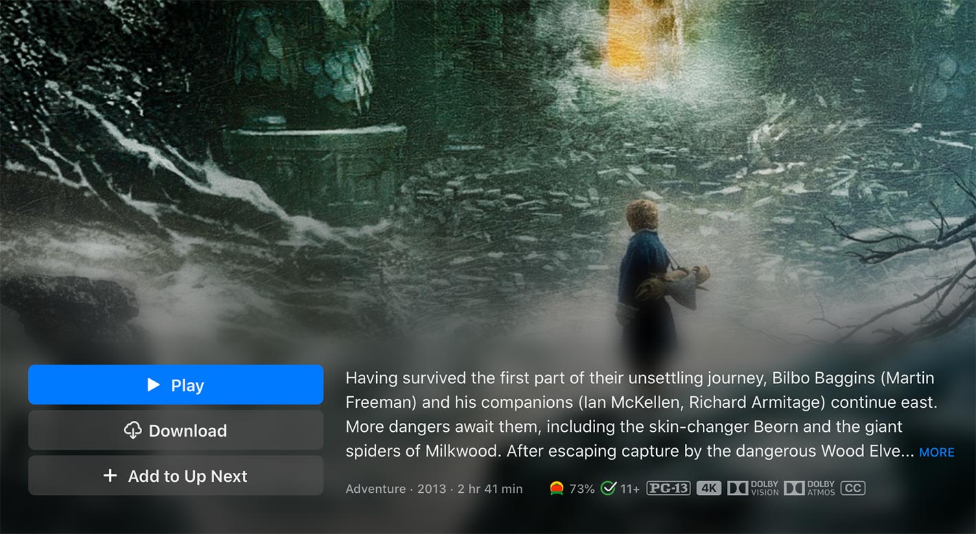The Hobbit: The Desolation of Smaug 4k/Dolby Vision/Dolby Atmos