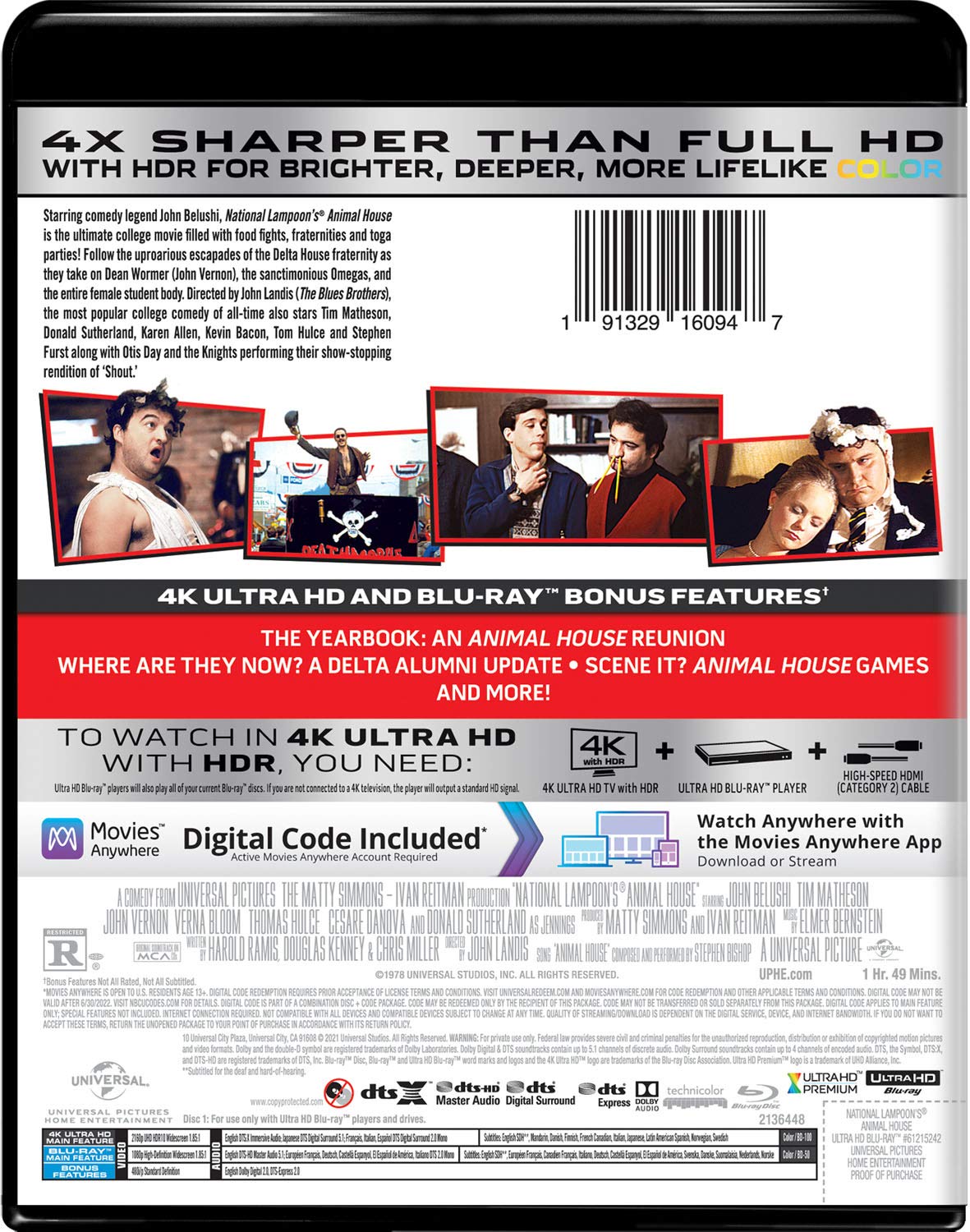 National Lampoon's Animal House 4k Blu-ray back