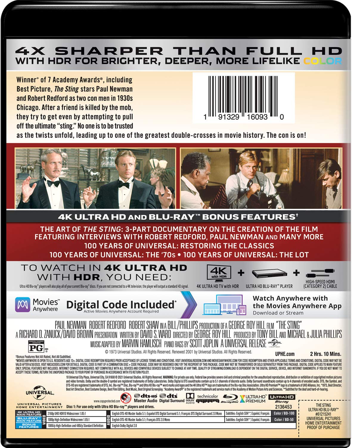 The Sting 4k Blu-ray back