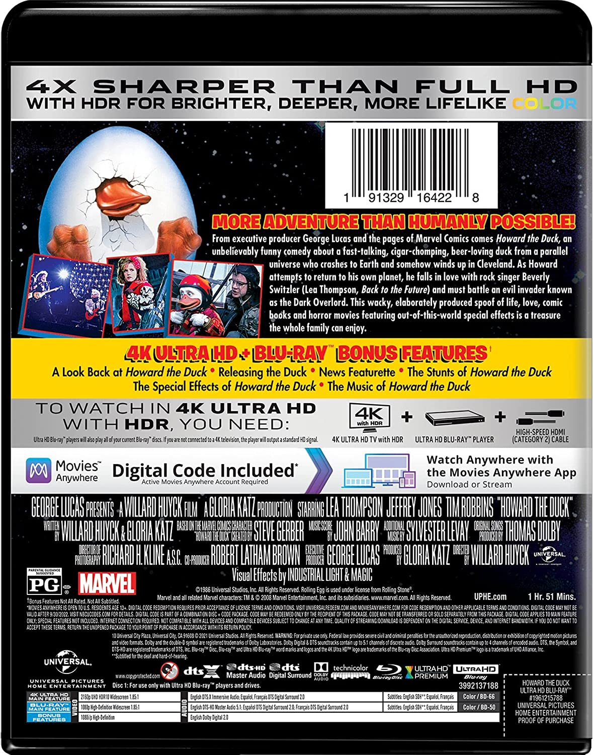 Howard the Duck 4k Blu-ray back