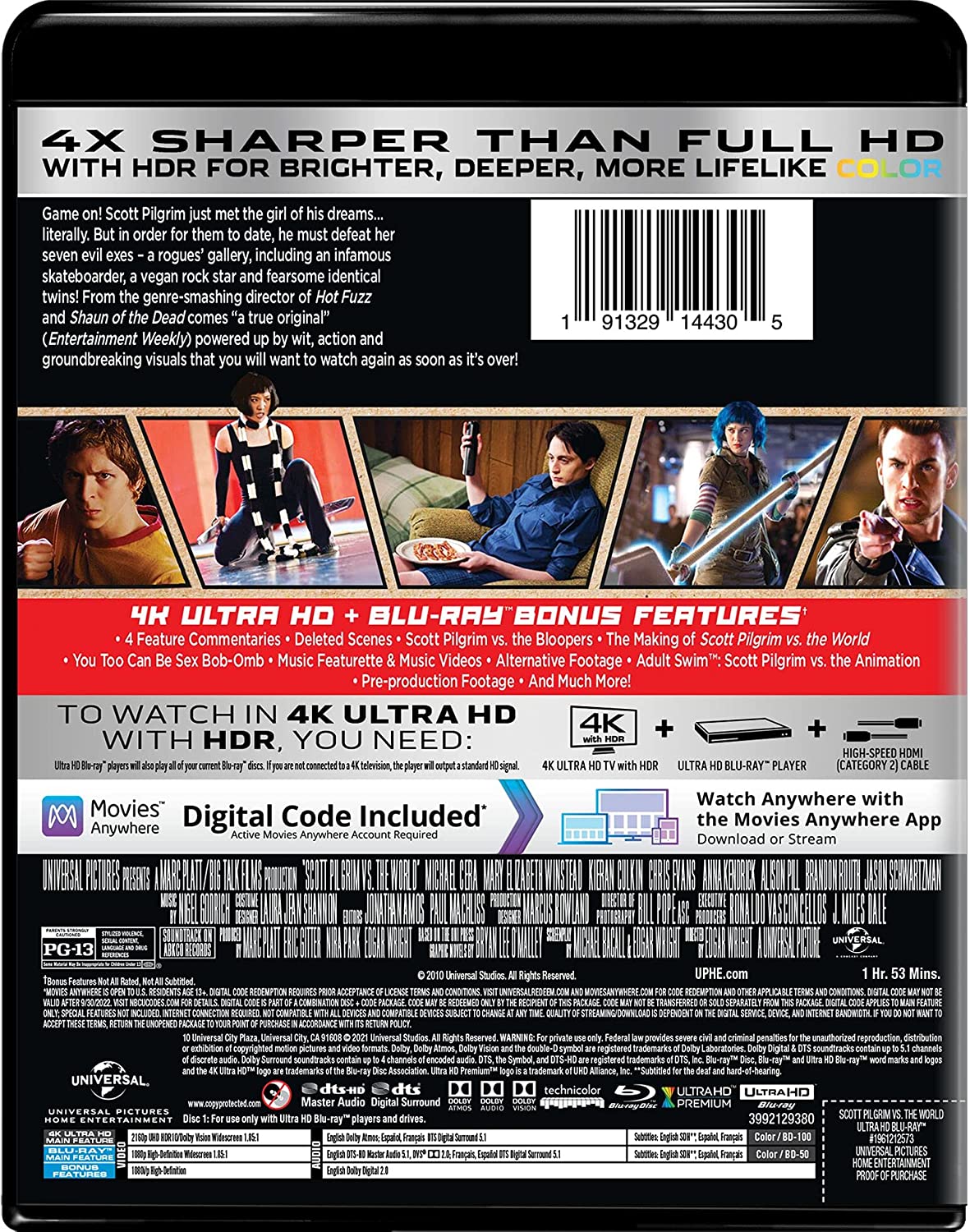 Scott Pilgrim vs. The World 4k Blu-ray back
