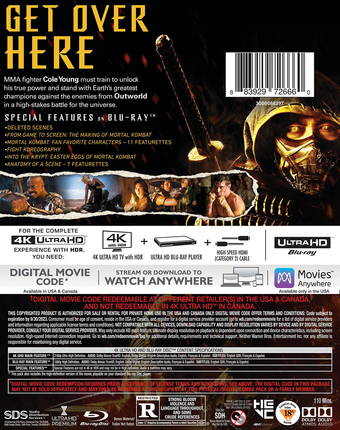 Mortal Kombat 4k Blu-ray back