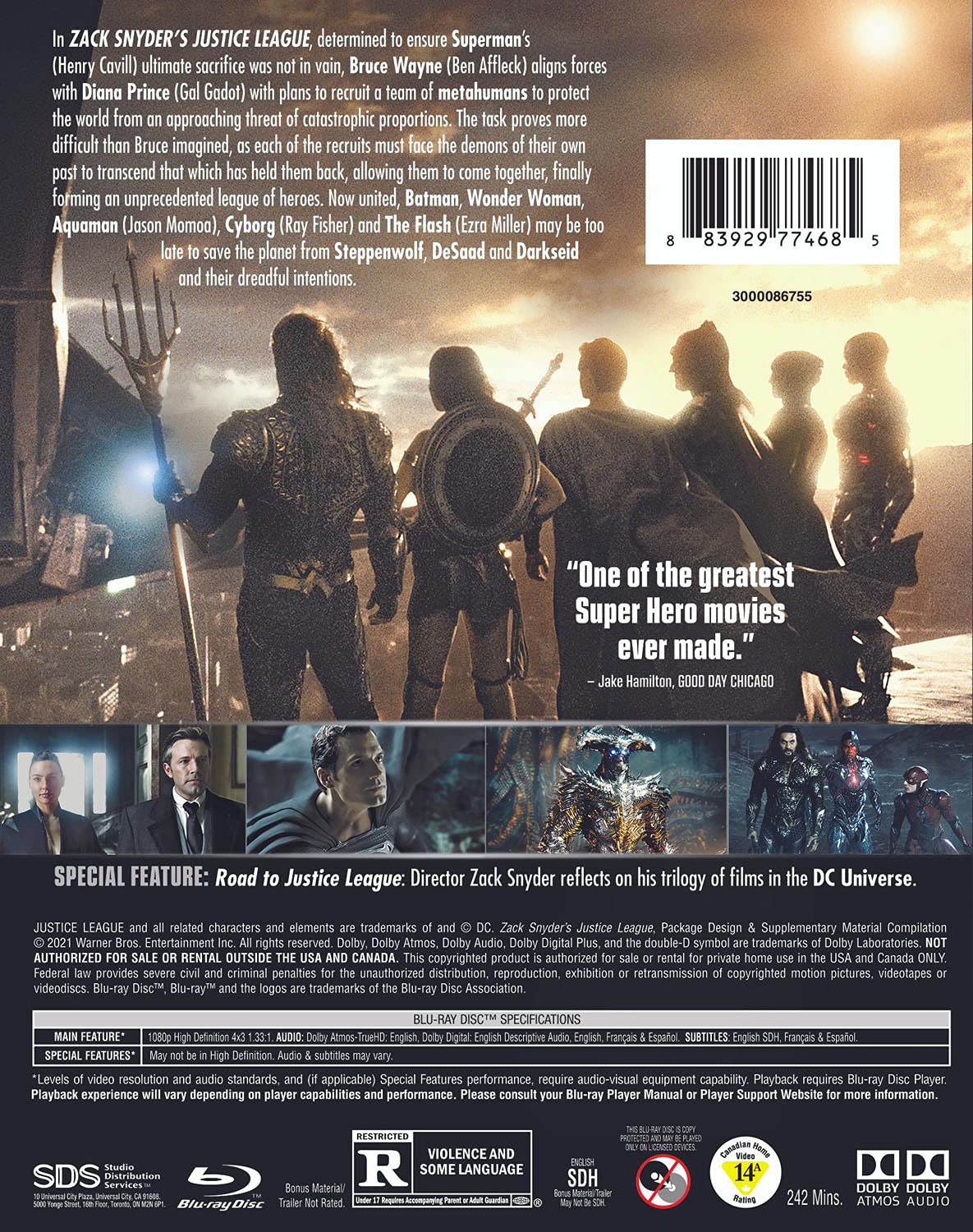 Zack Snyder’s Justice League Blu-ray back