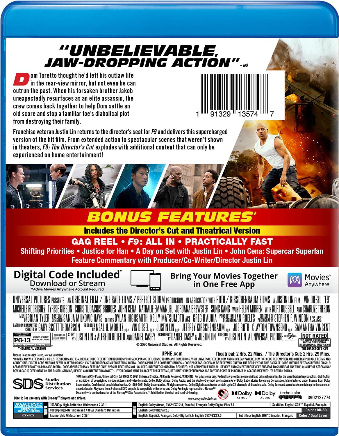 F9- The Fast Saga - Directors Cut Blu-ray back