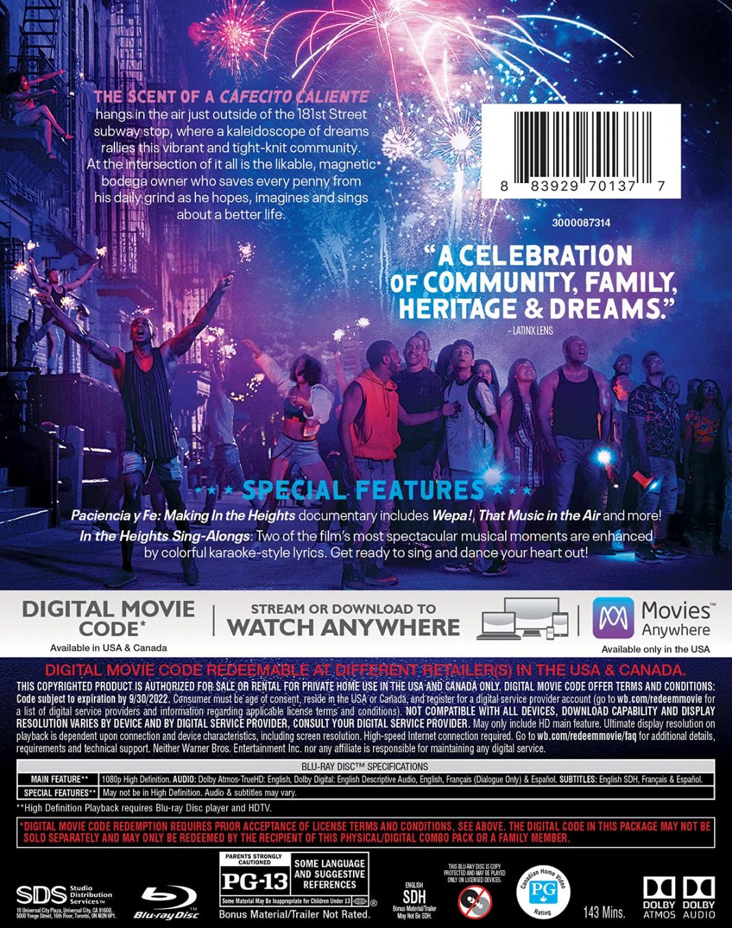 In the Heights to release on Bluray & 4k Bluray w/Dolby