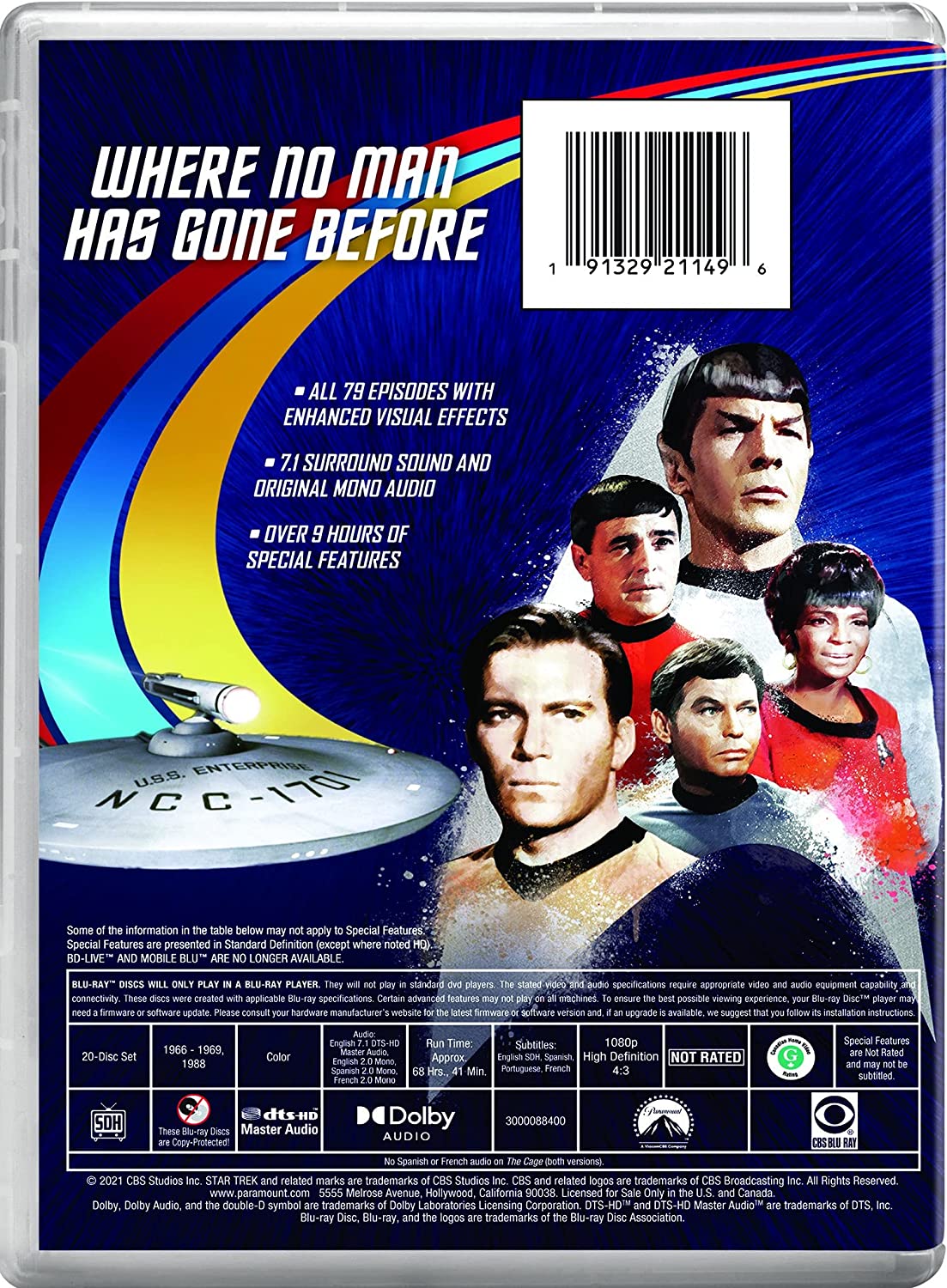 Star Trek- The Original Series- The Complete Series standard back Blu-ray