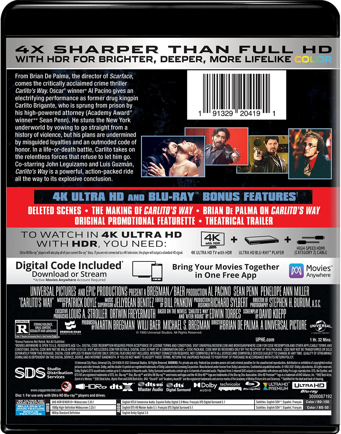 Carlito's Way 4k Blu-ray back