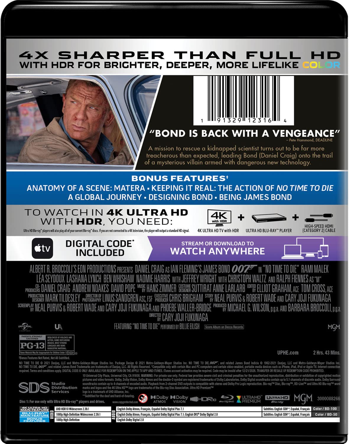No Time to Die 4k Blu-ray back