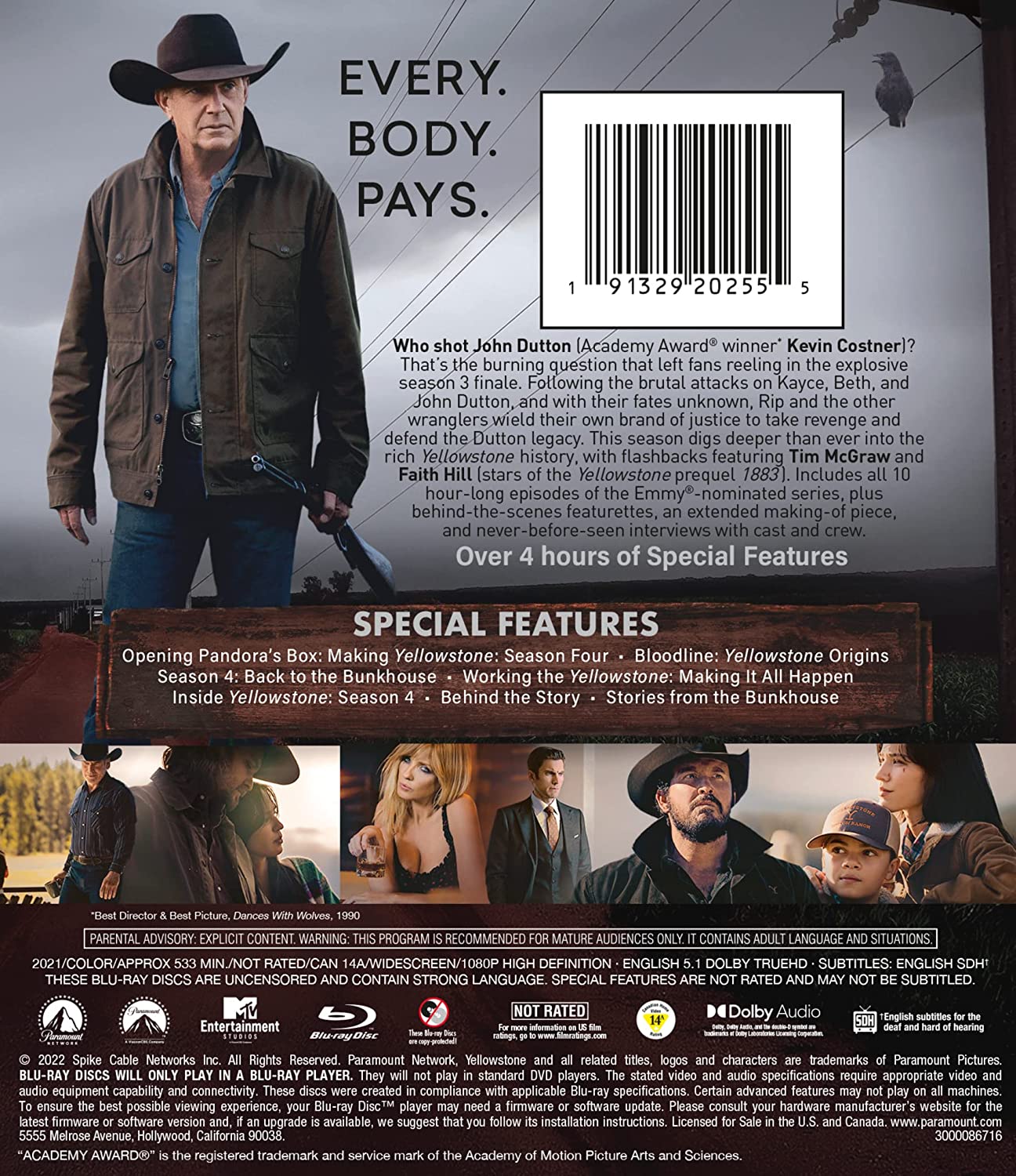 Yellowstone- Season Four Blu-ray back