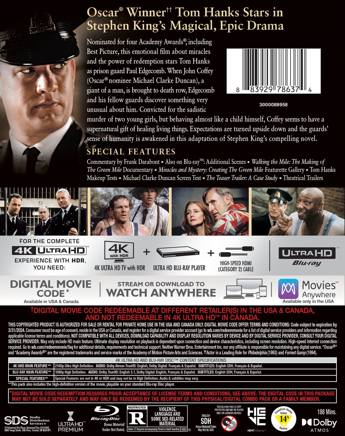 The Green Mile 4k Blu-ray back