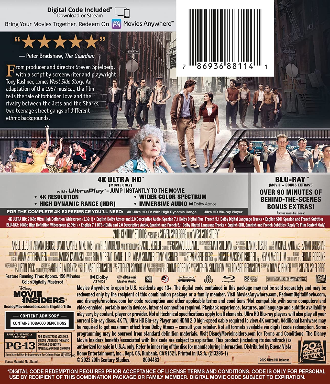 West Side Story 4k Blu-ray Digital Back