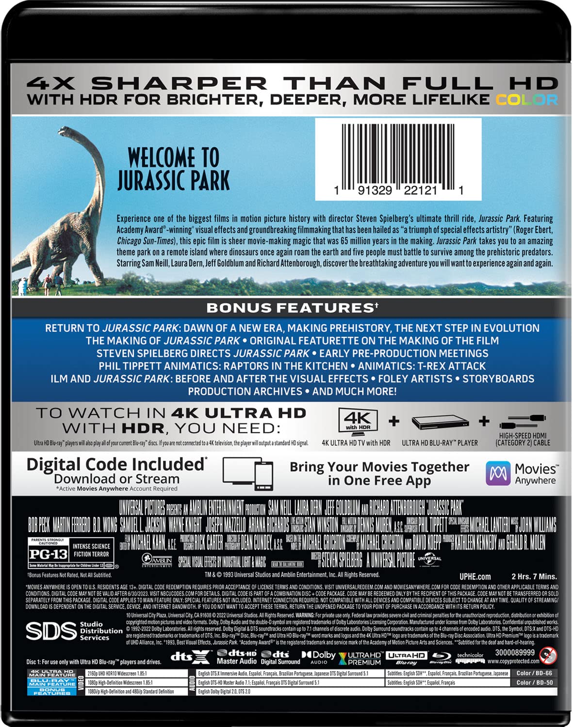 Jurassic Park 1993 4k Blu-ray back