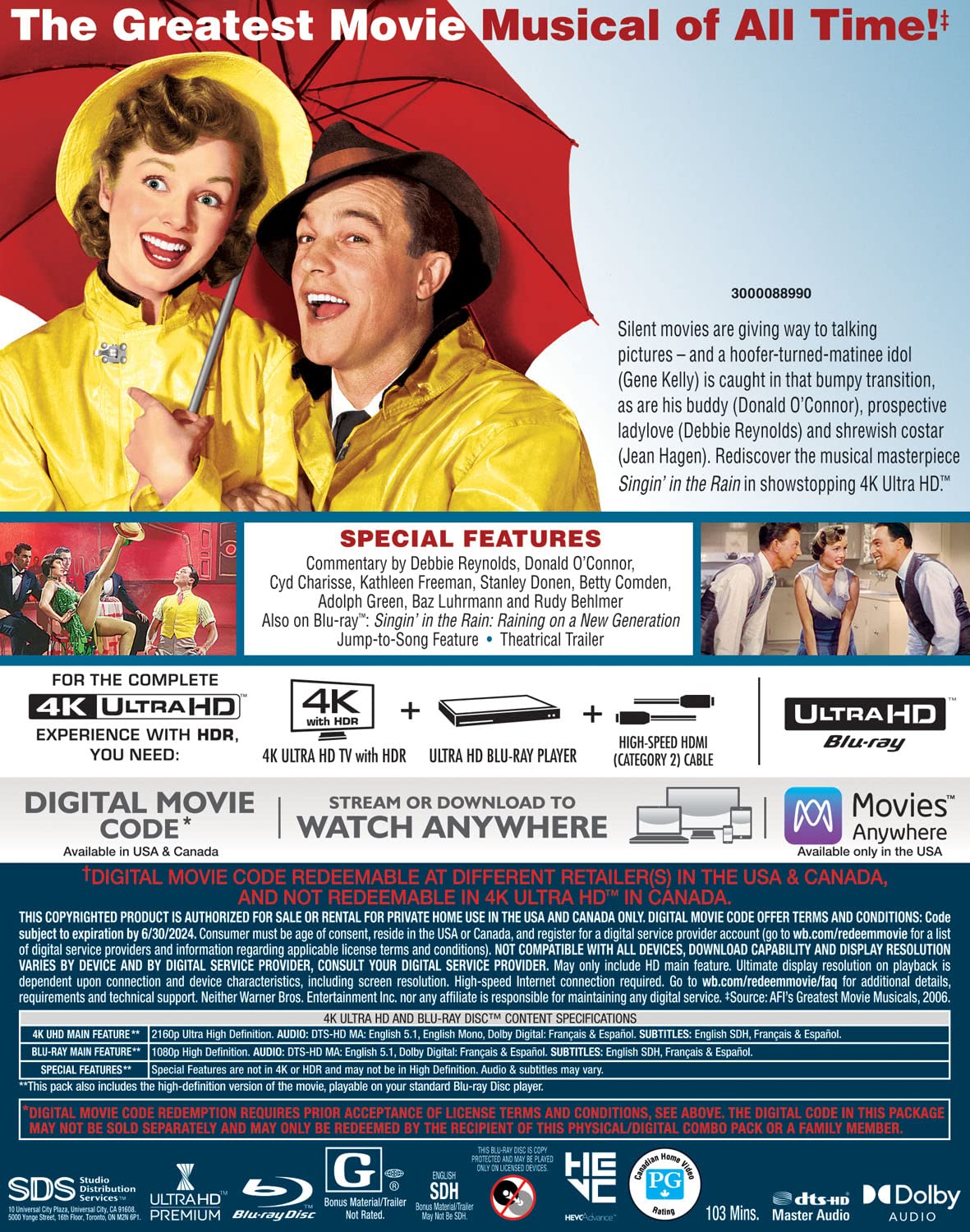 Singin' in the Rain 1952 4k Blu-ray back