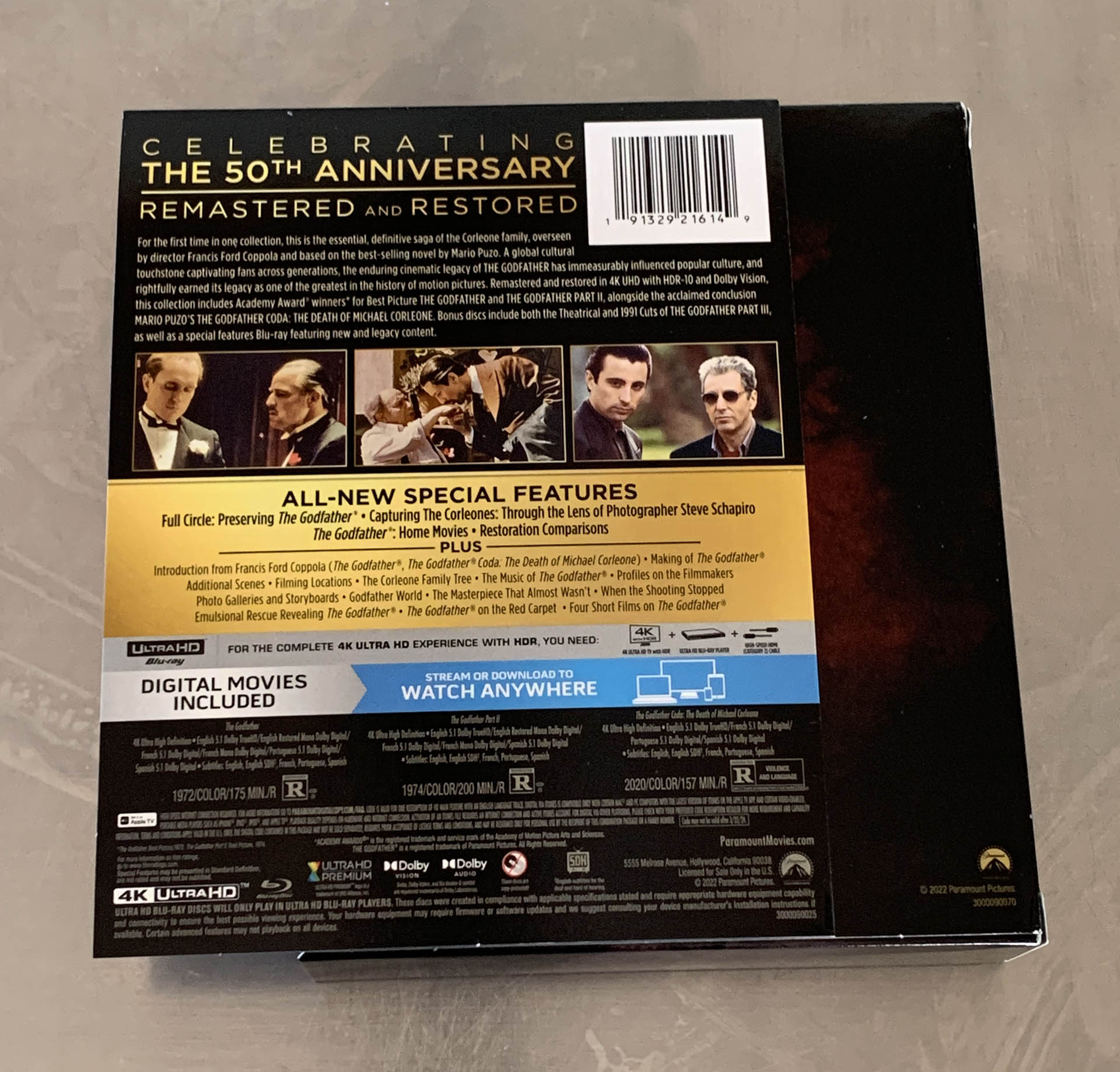 the godfather trilogy 4k Blu-ray back