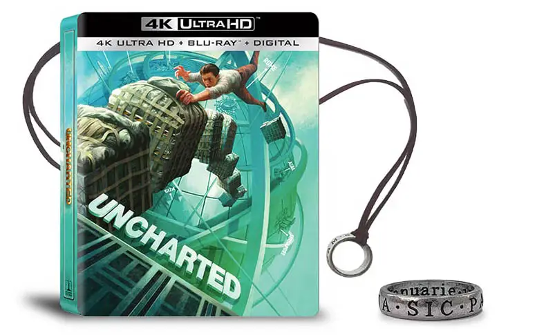 Uncharted 4k Blu-ray SteelBook Ring Necklace