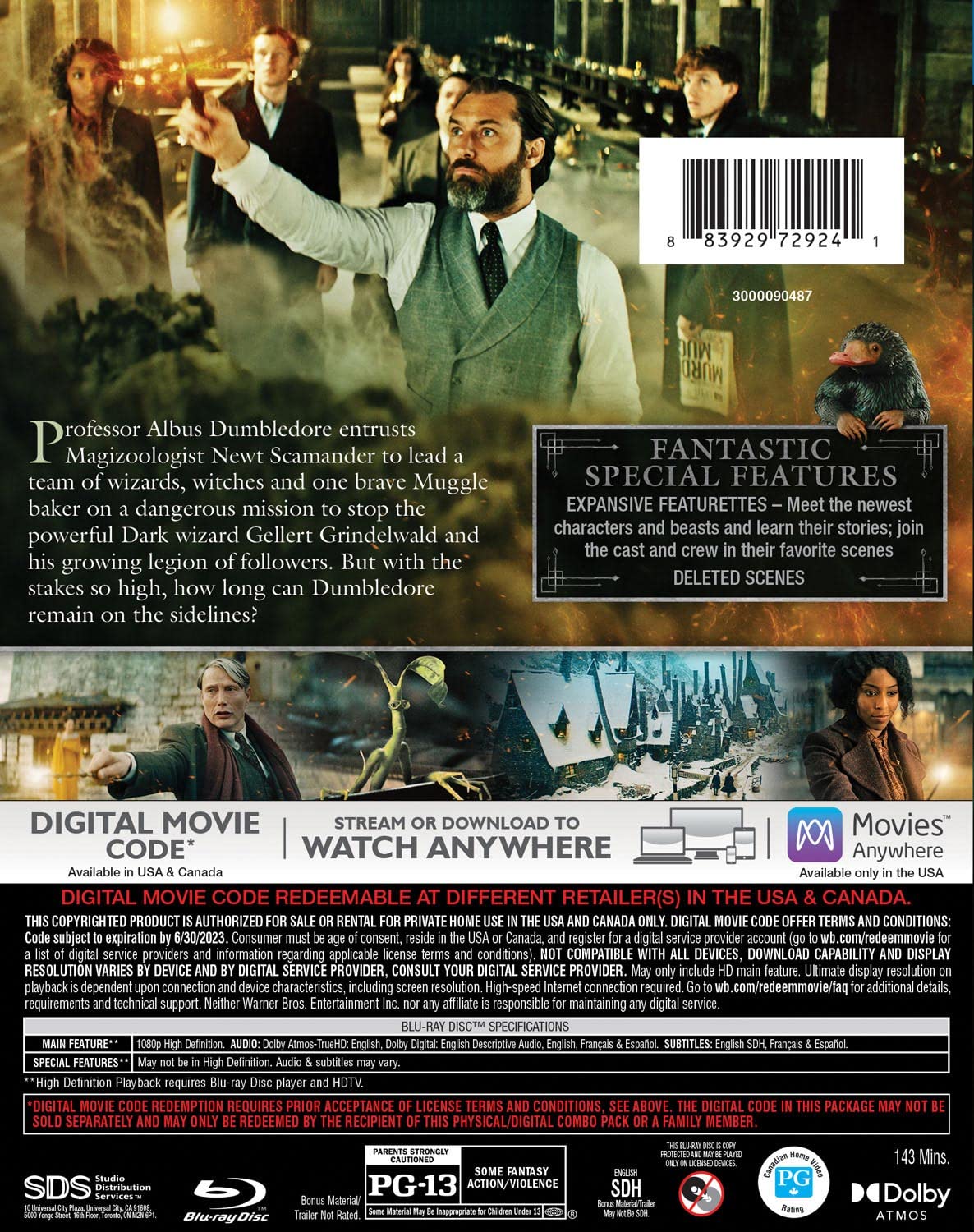 Fantastic Beasts- The Secrets of Dumbledore Blu-ray back