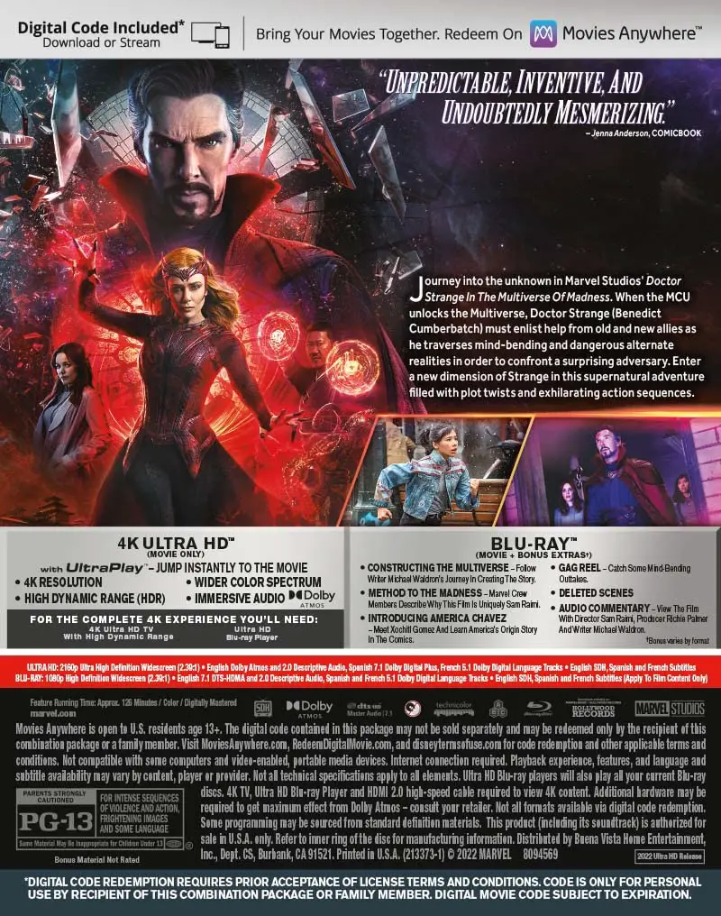 Doctor Strange in the Multiverse of Madness 4k Blu-ray back