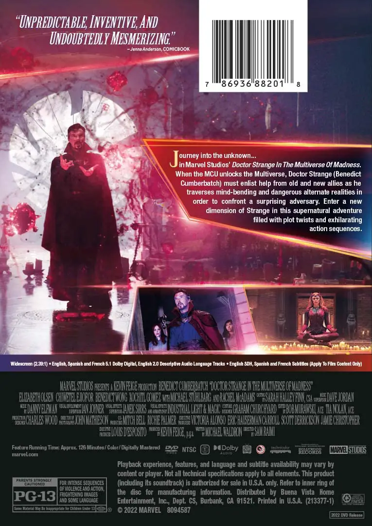 Doctor Strange in the Multiverse of Madness Blu-ray DVD back