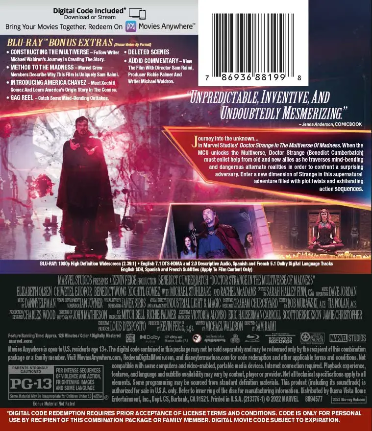 Doctor Strange in the Multiverse of Madness Blu-ray back