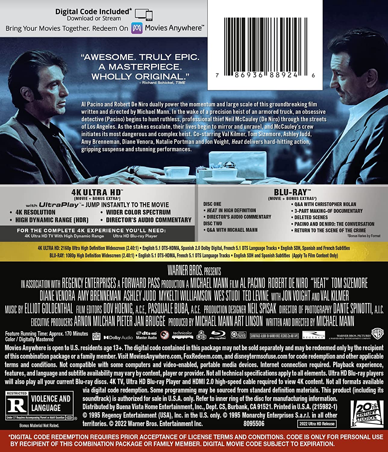 Heat 4k Blu-ray back