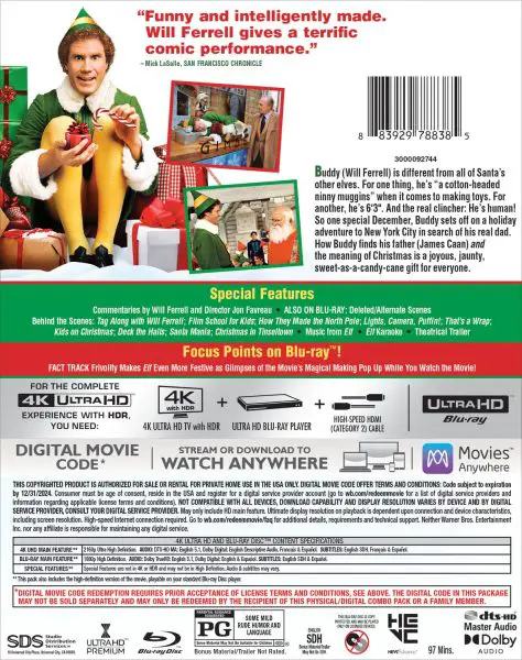 Elf 4k Blu-ray reverse