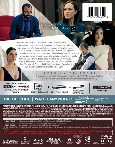 Westworld Season 4 4k Blu-ray reverse