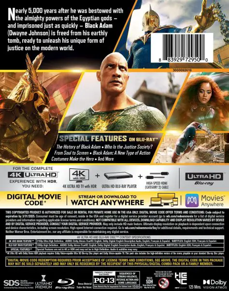 Black Adam 4k Blu-ray reverse