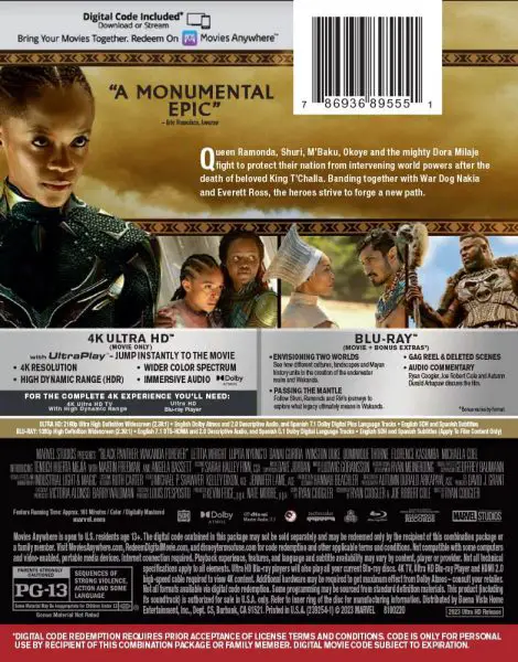 lack Panther: Wakanda Forever - 4k Blu-ray/Blu-ray/Digital reverse