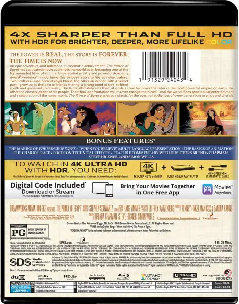 The Prince of Egypt 4k Blu-ray combo edition