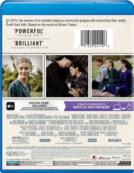 Women Talking (2022) Blu-ray/DVD/Digital specs